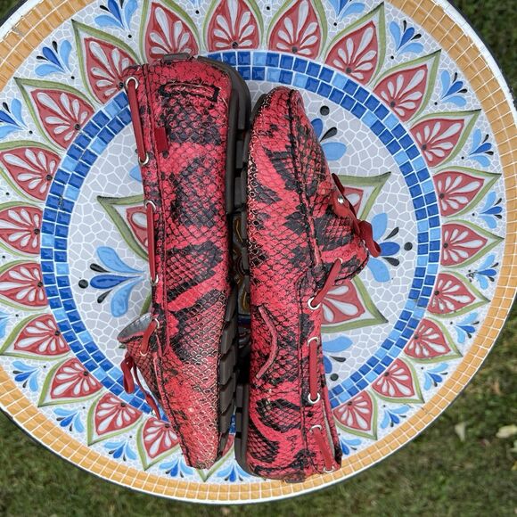 Marc Joseph NY Sz 7.5 Cypress Hill Genuine Red Viper Snake Leather Loafers RARE - Picture 7 of 10